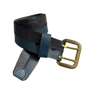 Tex Tan Harness Leather Belt Size 30 Blue Black Brass Buckle Double Prong 1in